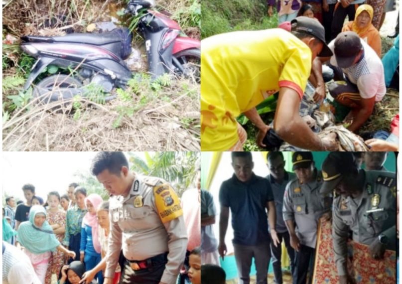 Warga Temukan Mayat Terhimpit Motor Dekat Parit Disisi Jalan, Diduga Korban Alami Kecelakaan