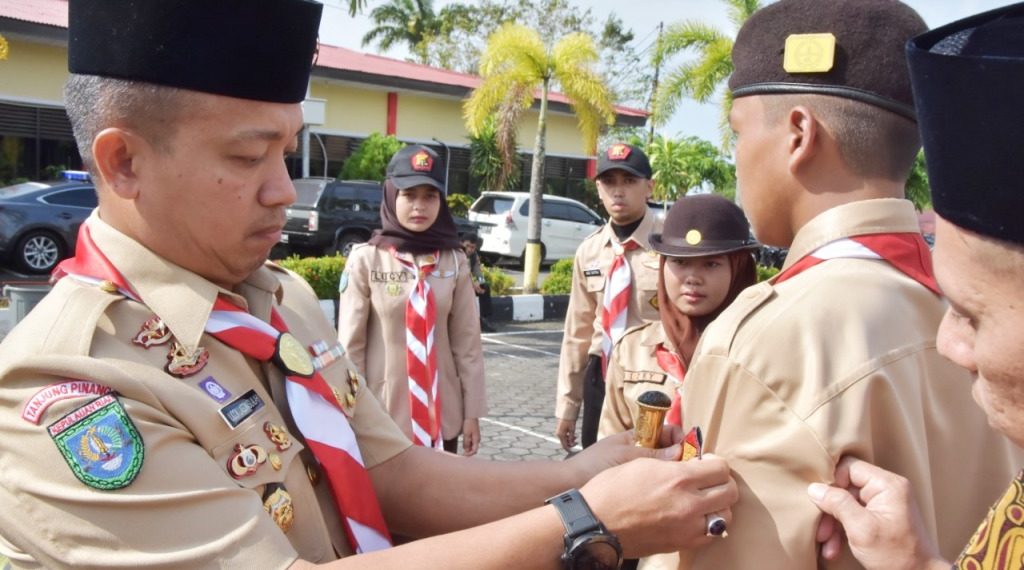Upacara Pelantikan Anggota Saka Bhayangkara Angkatan XXII Kwartir Tanjungpinang di Pimpin Kapolres AKBP. Ucok Lasdin Silalahi, S.IK, MH