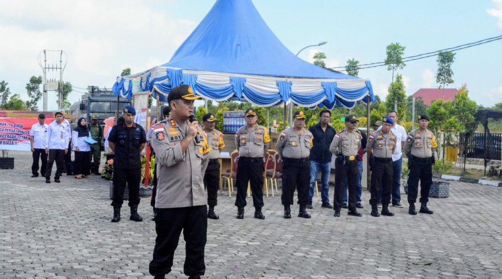 Satukan Persepsi Dalam Pengamanan TPS, Polres Bintan Gelar Simulasi