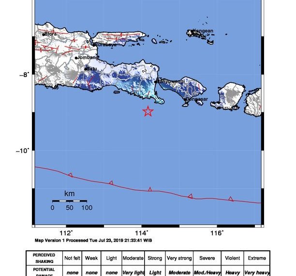 Gempa Magnitudo 4.9 Mengguncang Bali dan Sekitarnya, Dirasakan II—IV MMI