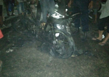 Kondisi sepeda motor setelah proses pemadaman.