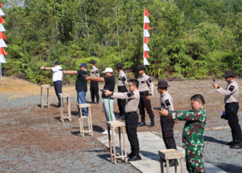Dandim 0315/Tanjungpinang Juara I Lomba Menembak Hari Bhayangkara ke-77 Polres Bintan, Kategori Eksebisi FKPD
