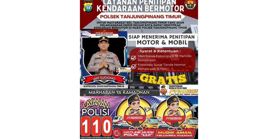 Mudik Aman Keluarga Nyaman, Polsek Tanjungpinang Timur Siap Terima Penitipan Kendaraan Gratis