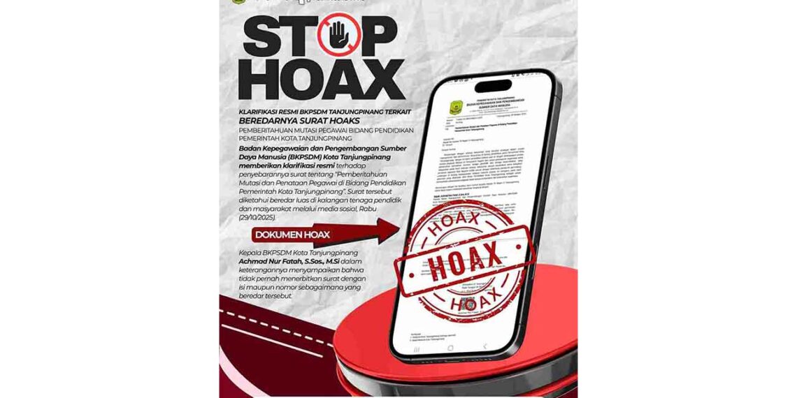 Pemko Tanjungpinang Tegaskan Surat Mutasi Pegawai yang Beredar adalah Hoaks