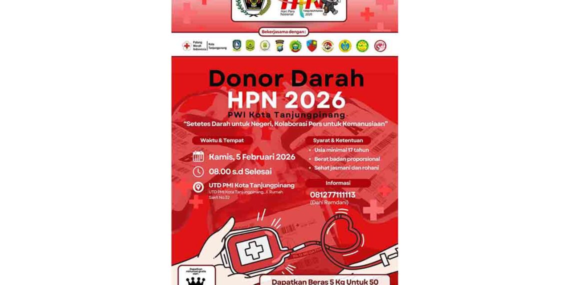 HPN 2026, PWI Tanjungpinang Galang Aksi Donor Darah Lintas Sektor