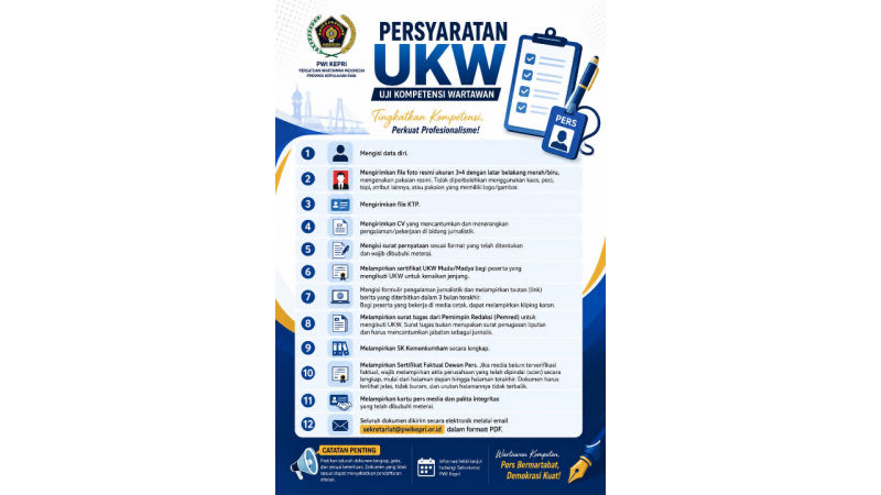 UKW Akbar PWI Kepri 2026 Gratis, Empat Kelas Sudah Penuh