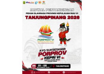 Porprov VI Kepri 2026 berlangsung 1–8 November di Tanjungpinang dengan 30 cabang olahraga. Simak jadwal dan lokasi pertandingannya.